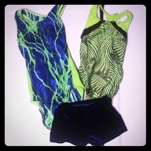 Girls gymnastics leotards and shorts